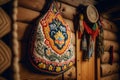 traditional embroidered ukrainian vyshyvanka on door Generative AI