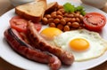 Traditional English breakfast plate. Generate ai Royalty Free Stock Photo