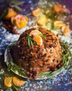 Traditional English Christmas plum pudding