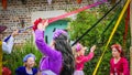 Traditional English dance during a medieval fair in Milton Abbas, UK