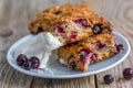 Traditional English homemade scones close-up.