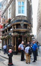 The traditional English pub Courage located in Saint Paul quarter, London, UK.