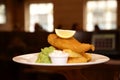 Traditional English Pub Fish and Chips Supper Royalty Free Stock Photo