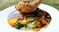 Traditional english roast beef and yorkshire pudding sunday lunch