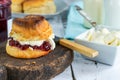 Scones with strawberry jam and clotted cream Royalty Free Stock Photo