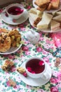 Traditional English tea party in a fabulous decoration. Rustic style. Royalty Free Stock Photo