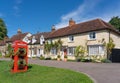 Traditional English village scene with attractive old houses. Hertfordshire. UK