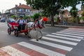 The traditional entertainment of tourists in town - a trip on a horse-drawn phaeton