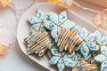 Traditional Estonian handmade decorated gingerbread cookies for Christmas piparkook