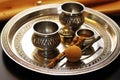 traditional ethiopian coffee set with jebena, finjal, and tray