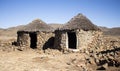 Traditional ethnic African houses rondavels in abandoned village. Royalty Free Stock Photo