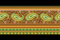 Traditional ethnic geometric shapes border baroque and multi flower Seamless pattern with paisley ornament, repeat floral texture