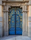 Traditional european facade with entance door