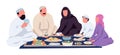 Traditional family dinner semi flat color vector characters