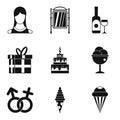 Traditional family icons set, simple style