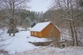 Old farm house in an estonian winter landscapee Royalty Free Stock Photo