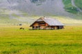 Traditional farm house in Engstligenalp, the largest plateau in the western Swiss Alps.
