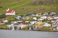 Traditional faroese village in Suduroy island. Fjord landscape. Tvoroyri Royalty Free Stock Photo