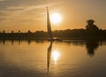 Traditional felluca sailing boat silhouette at sunset Royalty Free Stock Photo