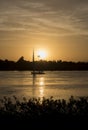 Traditional felluca sailing boat silhouette at sunset Royalty Free Stock Photo