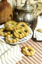 Traditional festive Algerian Kaak dry cookies ring named \