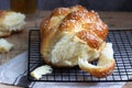 Traditional festive jewish challah bread made from yeast dough with eggs