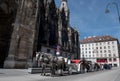 Traditional Fiaker Horses With Carriage At Rental Station in Front Of Stephansdom In The City Of Vienna In Austria Royalty Free Stock Photo