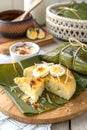 Filipino Bibingka Cake with Cheese and Egg Royalty Free Stock Photo