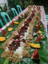 Traditional Filipino Family style meal called Kamayan