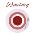 Traditional Finnish pastries. Cake Runeberg. Pie. Runeberg Torte. Raspberry jam