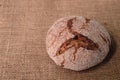 Traditional finnish rye bread on burlap