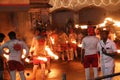 Fire dancers in Esala Perahera at Kandy Royalty Free Stock Photo