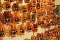 Traditional fire devil wooden masks on sale. Kandy. Sri Lanka Royalty Free Stock Photo