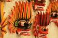 Traditional fire devil wooden masks on sale. Kandy. Sri Lanka Royalty Free Stock Photo