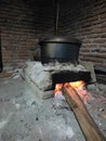 Traditional fireplaces use wood for cooking