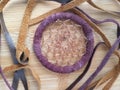 Traditional first nations dreamcatcher on a wood background