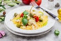 Traditional fish couscous dish with vegetables and seasonings Royalty Free Stock Photo