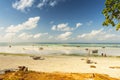 Traditional fisherman boats on the beach on tropical island Zanzibar, Tanzania Royalty Free Stock Photo