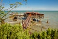 Traditional fisherman`s house in Abruzzo, called Trabocco Royalty Free Stock Photo