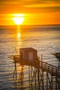 Traditional fisherman's hut at sunset in the south west of France