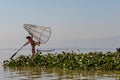 Traditional fishermen at Inle Lake in Myanmar Royalty Free Stock Photo