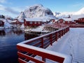 Traditional fishermen`s cabins in the village of Ãâ¦ on Lofoten, Norway
