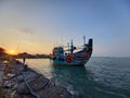 Traditional fishing boat in brondong, east java, indonesia Royalty Free Stock Photo