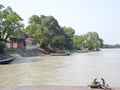 Traditional Fishing Boat in the Delta of the Ganges River. Fishing boats on the Ganga river. The boats are offen used for Sunrise