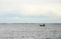 Traditional fishing boat floating in the sea