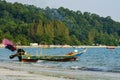 Speed boat for island hoping activities moored Royalty Free Stock Photo