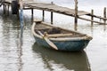 Traditional fishing boat in oyster farming industry in Lap An Lagoon, Vietnam Royalty Free Stock Photo