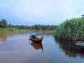 traditional fishing boat on a river