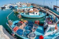 Traditional fishing boats at Ayia Anpa Harbor. Famagusta District, Cyprus Royalty Free Stock Photo