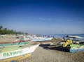 Traditional fishing boats on dili beach in east timor leste Royalty Free Stock Photo